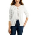 thumbnail image 1 of Charter Club Womens Flower Button Cardigan Bright White XS, 1 of 1