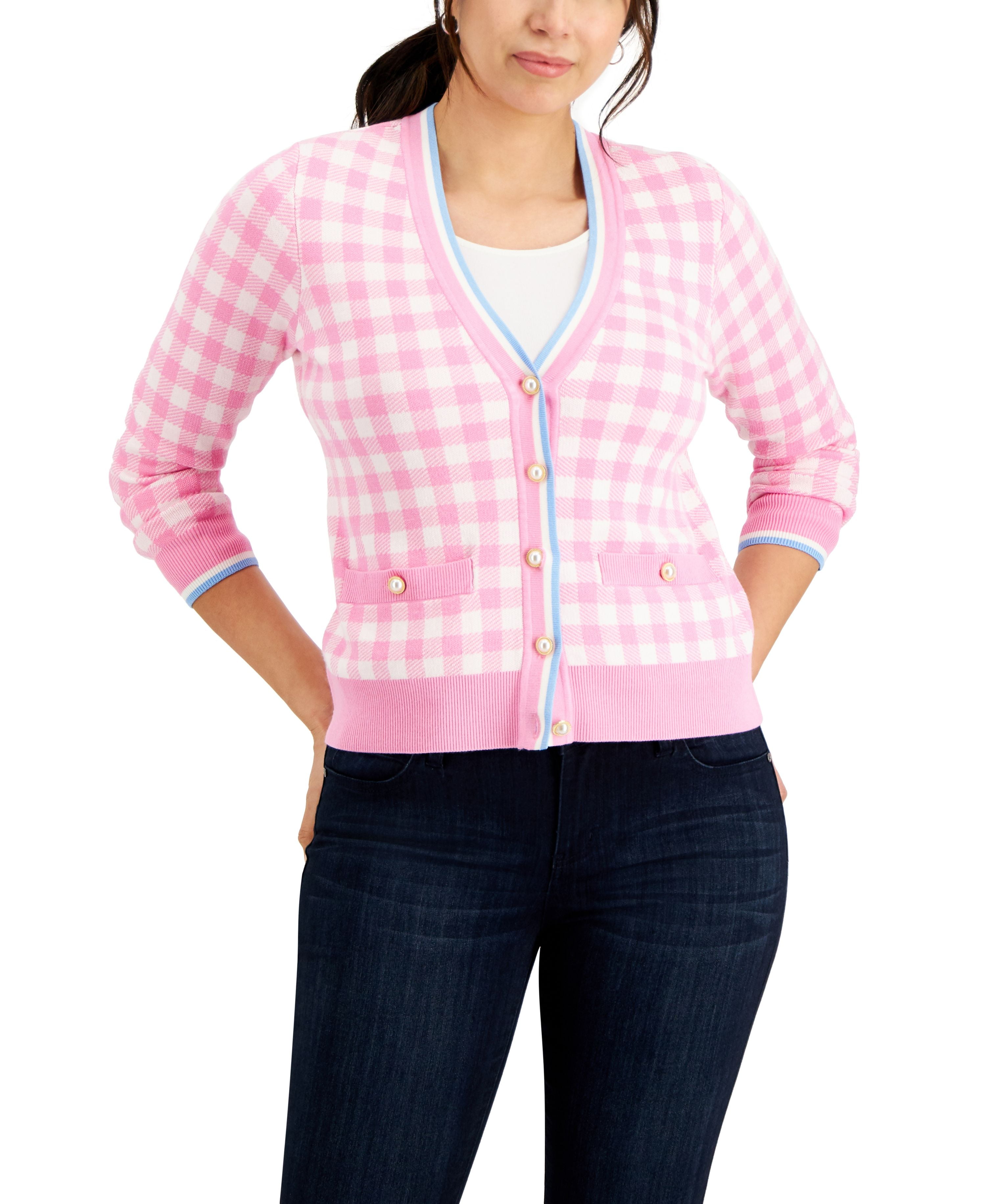 Womens Gingham Cardigan Bubble Bath XL