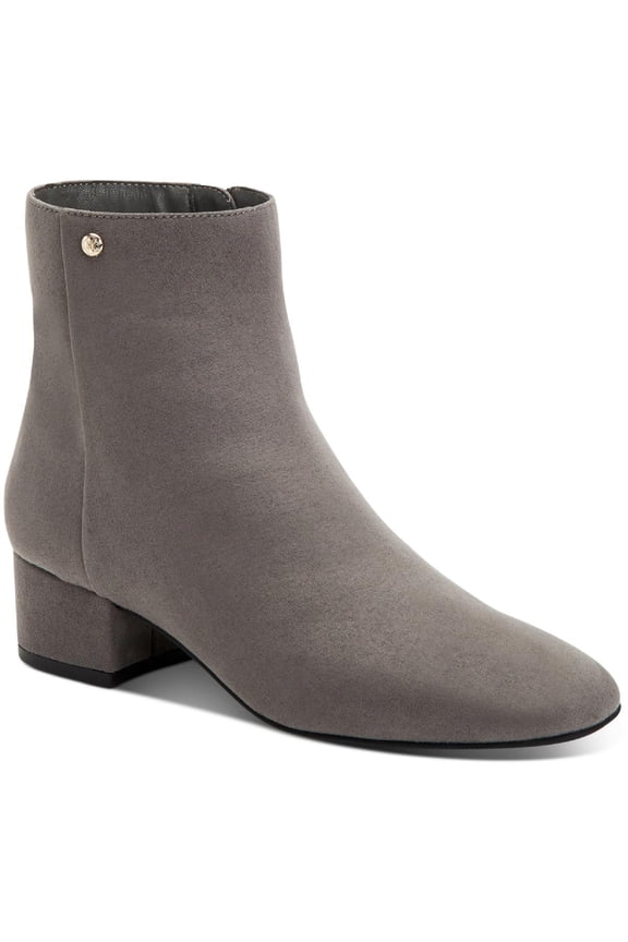 Womens Heatherr Faux Suede Square Toe Booties