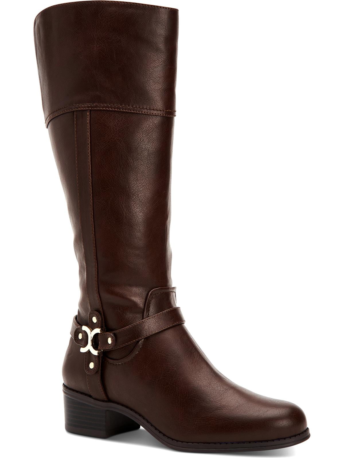 Charter Club Womens Helenn Faux Leather Tall Riding Boots Brown