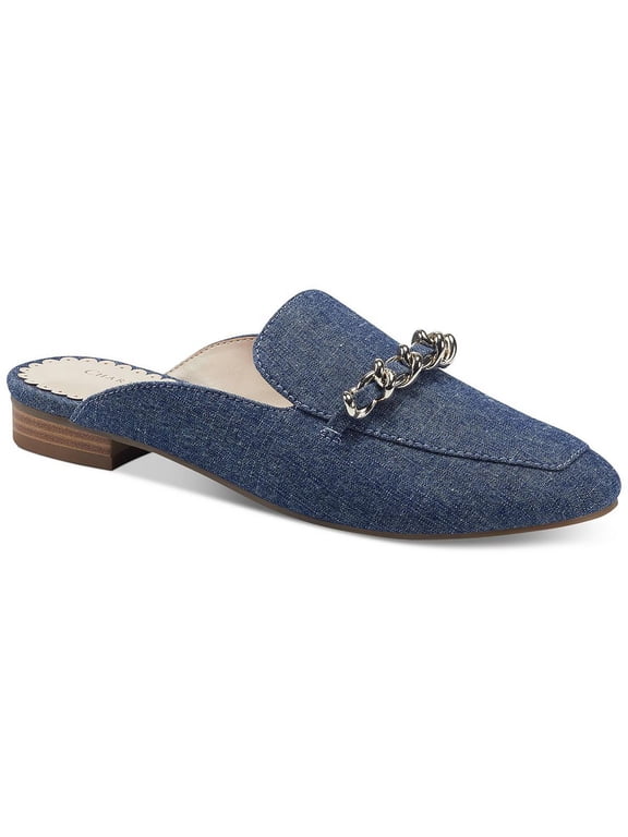 Womens Kari Faux Suede Chain Mules