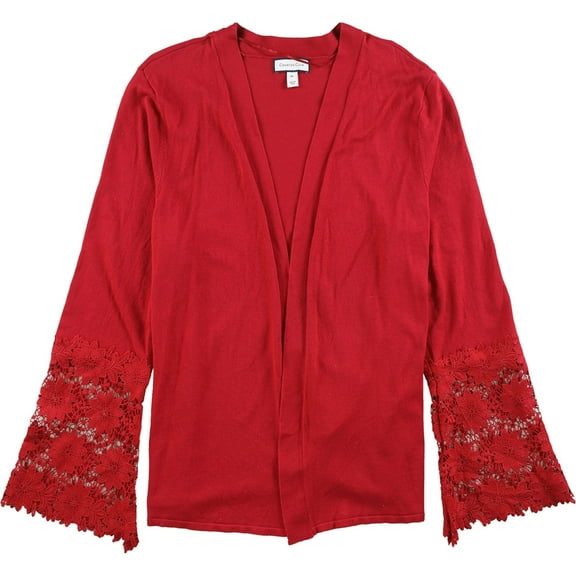 Charter Club Womens Lace Contrast Cardigan Sweater, Red, Large