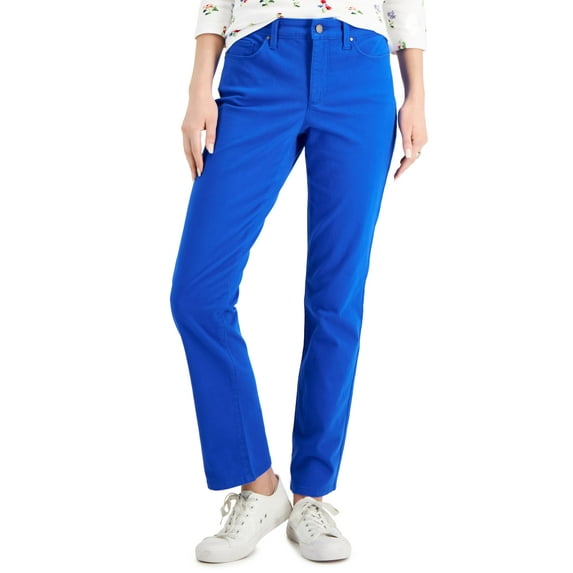 Charter Club Womens Lexington Tummy Control Straight Leg Jeans Cosmic Cobalt 12