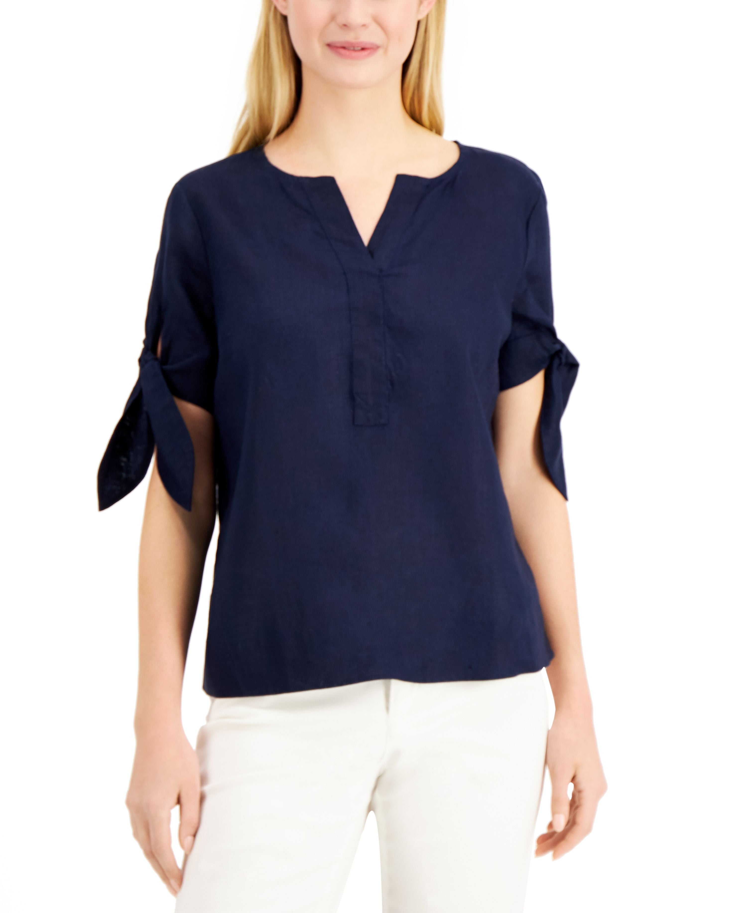 Charter Club Womens Velvet Tie Waist Top main image 1