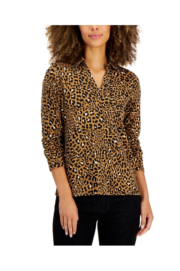 Womens Long Sleeve Printed Top Salty Nut Combo L