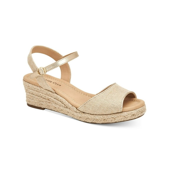 Charter Club Womens Luchia Canvas Buckle Wedge Sandals
