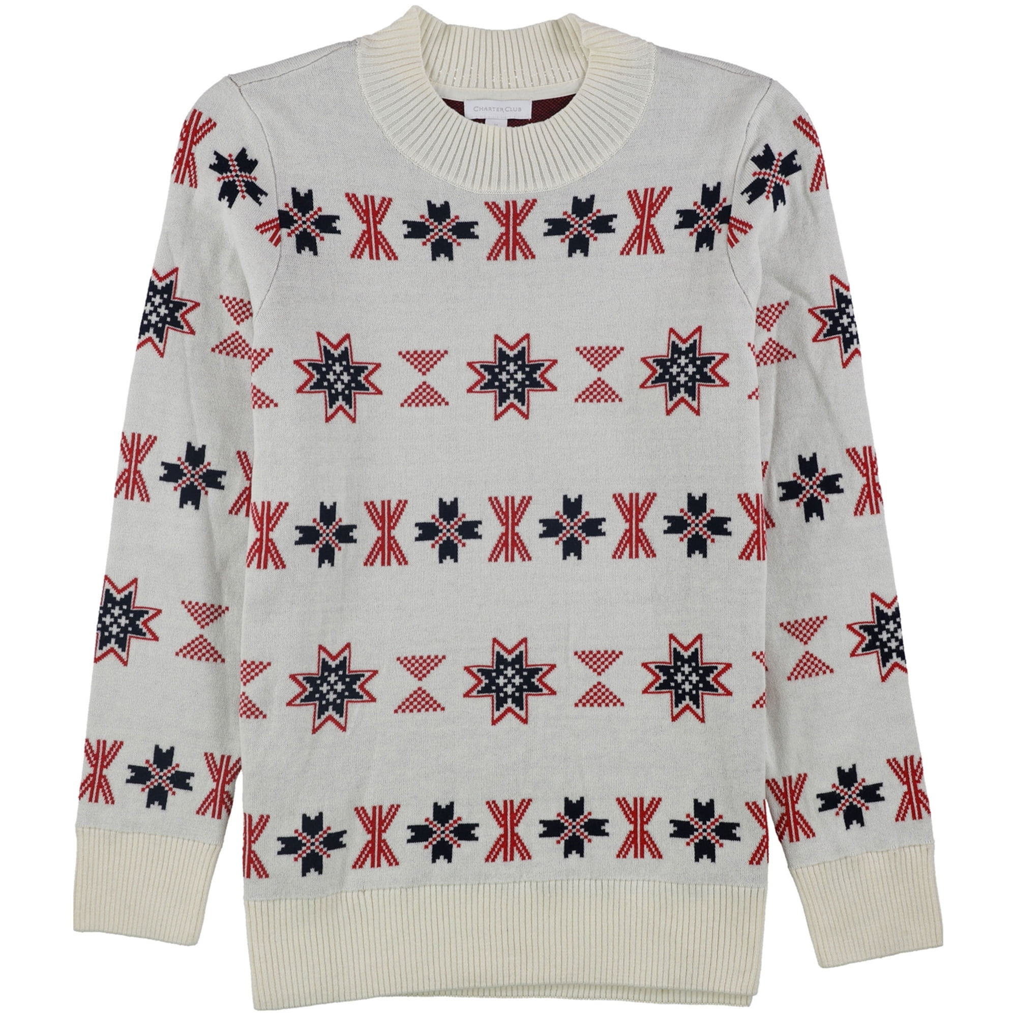 Charter Club Womens Mock Neck Snowflake Knit Sweater Walmart