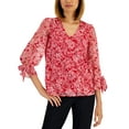 thumbnail image 1 of Charter Club Womens Paisley Print Lace Top Ravishing Red Combo XS, 1 of 1