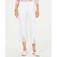 thumbnail image 1 of Charter Club Womens Petite Crochet-trim Capri Pants Size 4P, 1 of 3