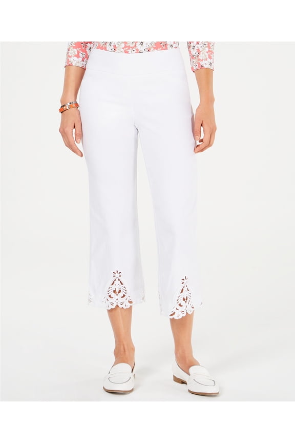 Womens Petite Crochet-trim Capri Pants Size 4P