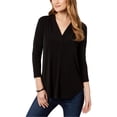 thumbnail image 1 of Charter Club Womens Petites V-Neck Three-Quarter Sleeve Blouse, 1 of 3