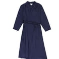 thumbnail image 1 of Charter Club Womens Plus 3/4 Sleeve V-Neck Midi Dress Navy 1X, 1 of 2