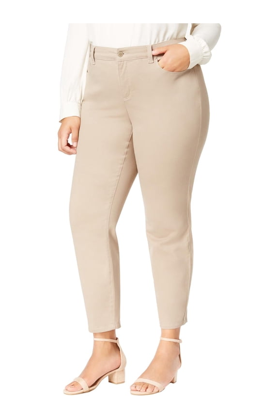 Womens Plus Bristol Officewear Tummy Slimming Ankle Pants Beige 24W