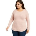 thumbnail image 1 of Charter Club Womens Plus Cable-Knit Sweater, Pastel Pink, 2X, 1 of 3