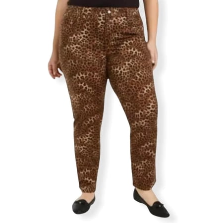 Charter Club Womens Plus Cheetah Print Slimming Skinny Jeans