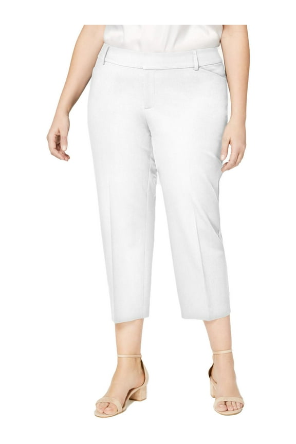 Womens Plus Newport Slim Leg Tummy Slimming Cropped Pants White 16W