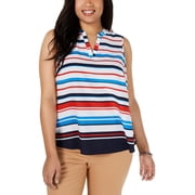 Charter Club Plus Size Striped Top Bright White Combo 0X
