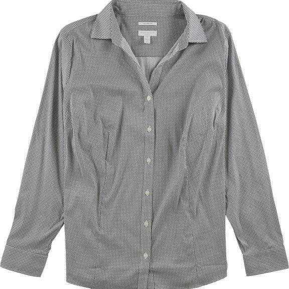 Charter Club Womens Printed Button Up Shirt, White, Plus Size, 16W