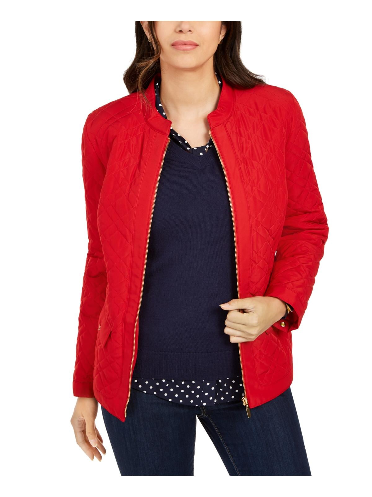 Charter Club Womens Quilted Lightweight Jacket Red S 