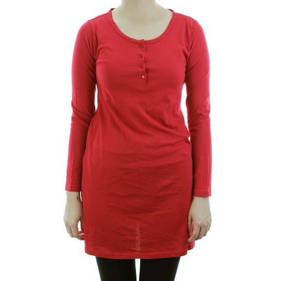 Charter Club Womens Red Long-Sleeve Crew Neck Henley Pajama Top XS