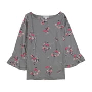 Charter Club Womens Ruffle Sleeve Pullover Blouse, Blue, 3X