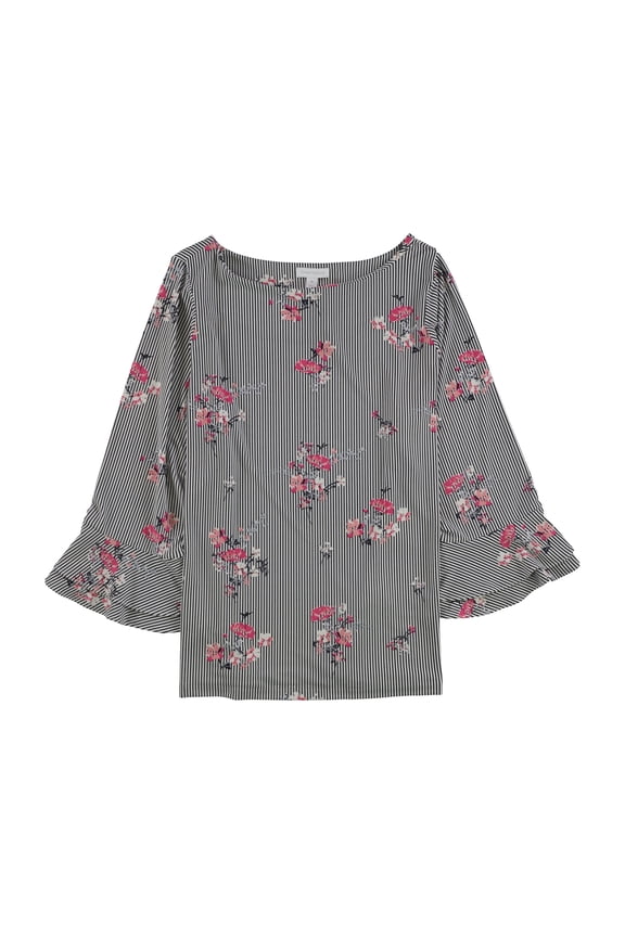 Womens Ruffle Sleeve Pullover Blouse, Blue, 3X