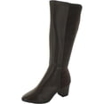 thumbnail image 1 of Charter Club Womens Sacaria Faux Leather Block Heel Knee-High Boots, 1 of 3