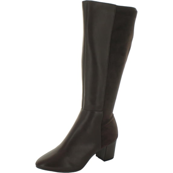 Charter Club Womens Sacaria Faux Leather Block Heel Knee-High Boots