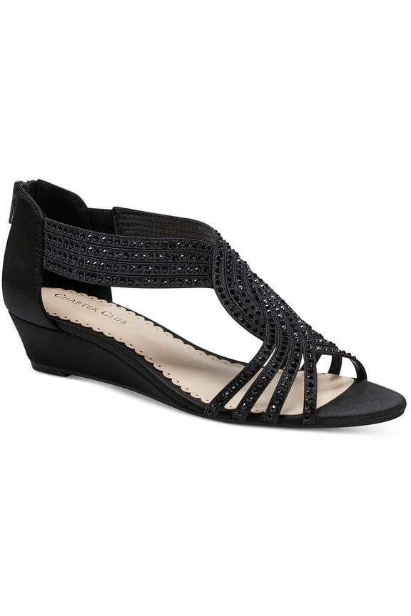 Womens Satin Zipper Wedge Sandals