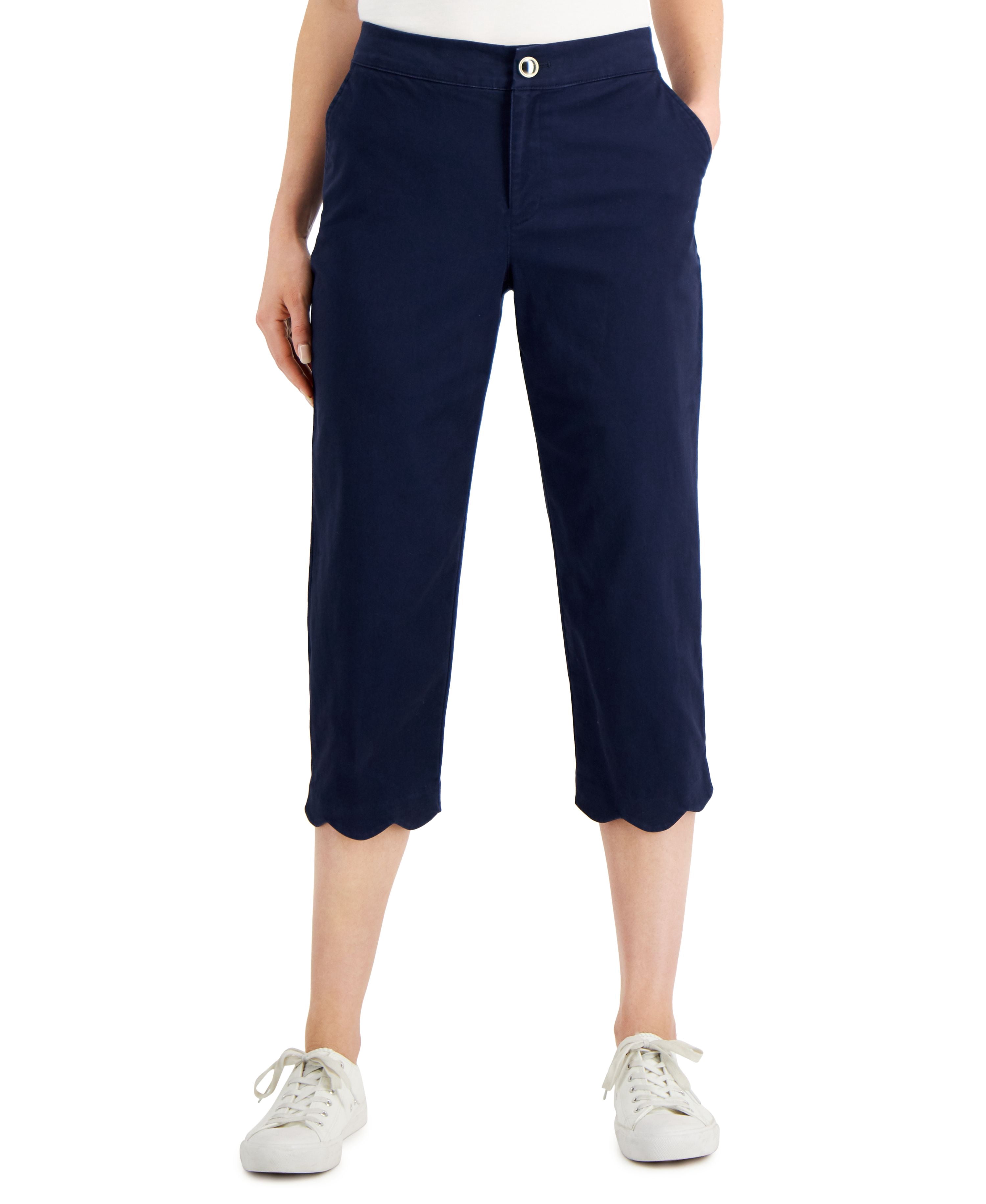 Charter Club Womens Scalloped Capri Pants Intrepid Blue 4 - Walmart.com
