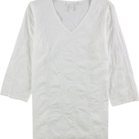 Charter Club Womens Seashells Pullover Blouse, White, Medium