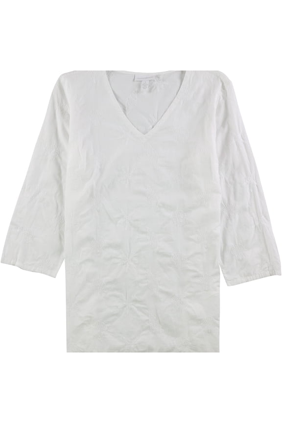 Womens Seashells Pullover Blouse, White, Small