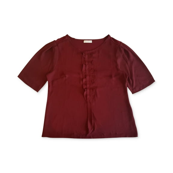 Charter Club Womens Short Sleeve Ruffle Top;Large