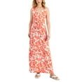 thumbnail image 1 of Charter Club Womens Sleeveless Cross-Front Maxi Dress Hot Coral Combo S, 1 of 1