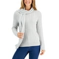 thumbnail image 1 of Charter Club Womens Solid Cable Scarf Sweater Grey Slate Heather XS, 1 of 1