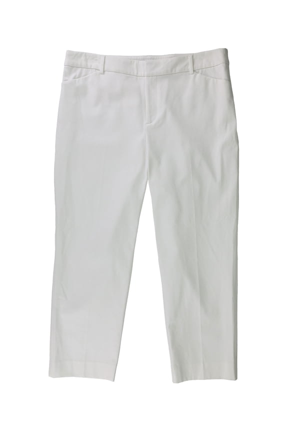 Womens Straight Leg Casual Trouser Pants, White, Petite, 12P