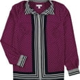 thumbnail image 1 of Charter Club Womens Stripe Dot Print Button Down Blouse, Pink, Small, 1 of 2