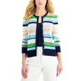 thumbnail image 1 of Charter Club Womens Striped Button Cardigan Light Pool Blue XL, 1 of 1