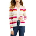 thumbnail image 1 of Charter Club Womens Striped Button Cardigan Pink Tutu Combo L, 1 of 1