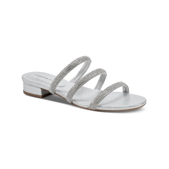 Charter Club Womens Sunnyy Rhinestone Glitter Slide Sandals