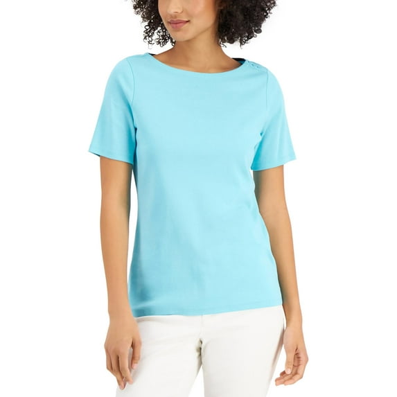 Charter Club Womens Supima Cotton Short Sleeves T-Shirt