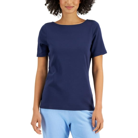 Charter Club Womens Supima Cotton Short Sleeves T-Shirt