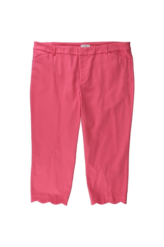 Womens Textured Capri Casual Cropped Pants, Pink, 14