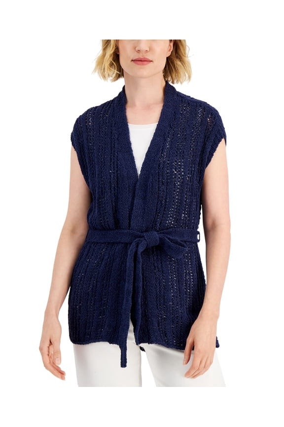 Womens Tie Front Cardigan Intrepid Blue S
