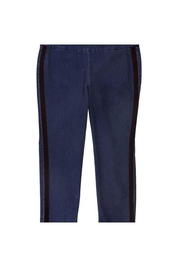 Womens Velvet Stripe Jeggings, Blue, Plus Size, 18W