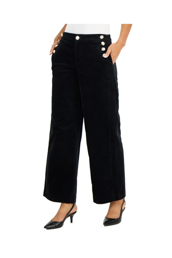 Womens Velveteen Sailor Pants Deep Black 14