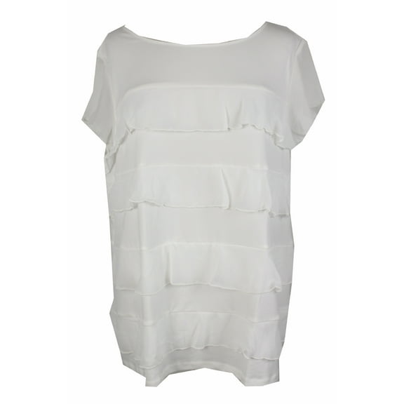 Charter Club Womens White Tiered Sheer-Sleeve Top XL