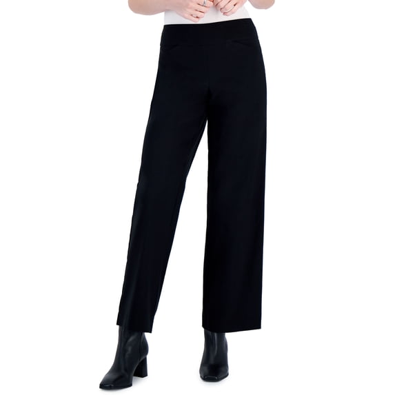 Charter Club Womens Wide Leg Pull On Pants Deep Black 8