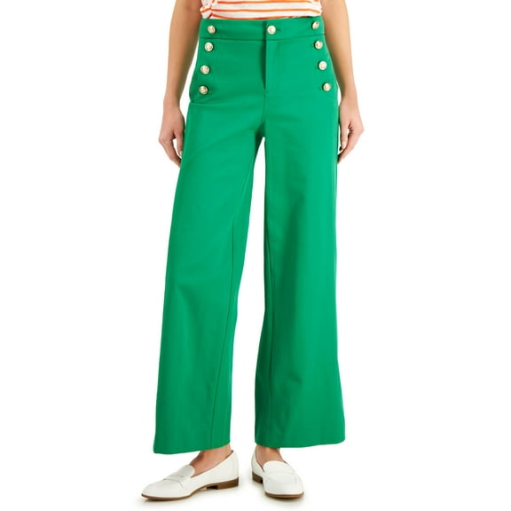 Charter Club Womens Wide Leg Sailor Pants Bright Pine 10