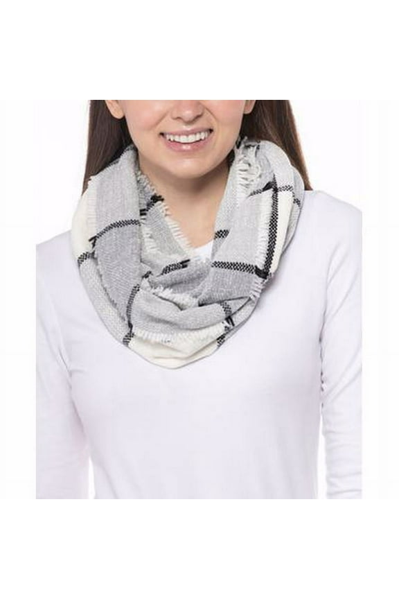 Woven Chenille Loop Scarf, Gray, 30″ x 13”